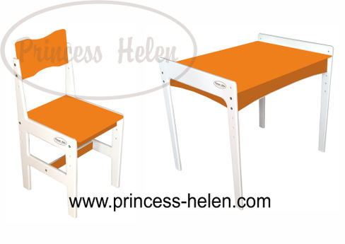 Комплект растущей детской мебели Kiddy Fox стол и стул эмаль оранжевый