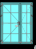 Двухстворчатая штульповая дверь КПТ74 / PATIO-PORTAL/Схема А 2700х2700 мм