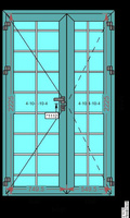 Двухстворчатая штульповая дверь 1 400 x 2 300 мм КПТ74, левая главная