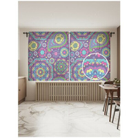 Тюль для кухни и спальни JoyArty "Орнаментальные буты", 2 полотна со шторной лентой шириной по 145 см, высота 180 см.