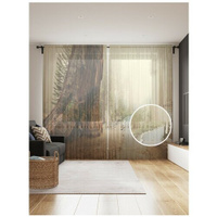 Тюль для кухни и спальни JoyArty "Туманная тропинка", 2 полотна со шторной лентой шириной по 145 см, высота 265 см.
