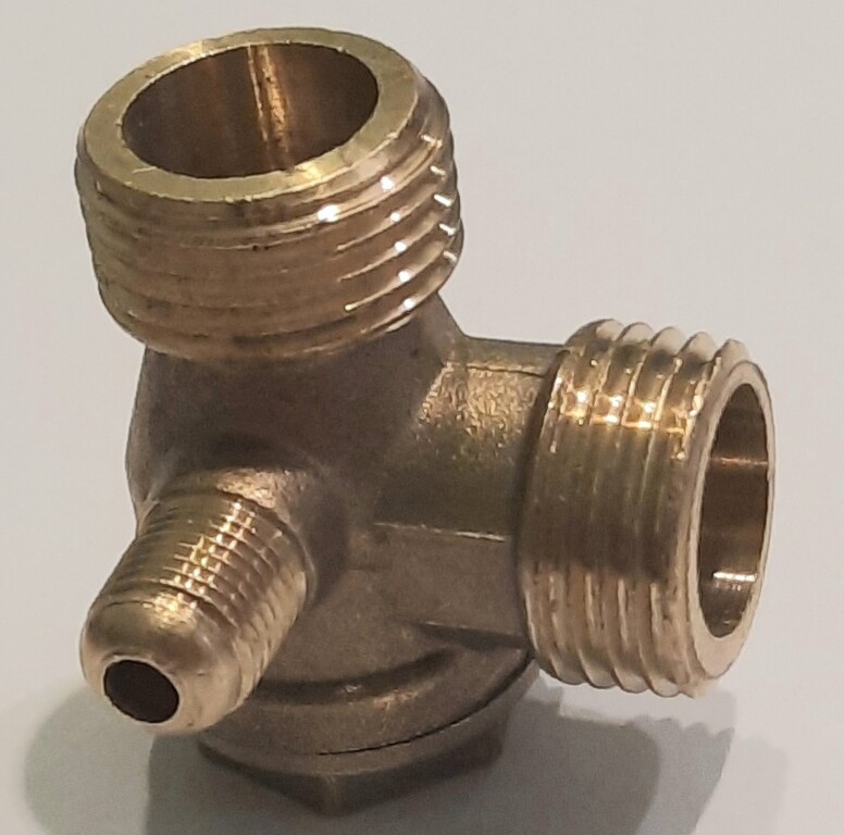 Клапан обратный 1/2" нр х 1/2" нр х 1/4" нр для воздушного компрессора ...
