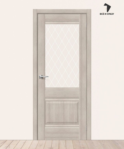 Межкомнатная дверь с экошпоном Прима-3 Cappuccino Melinga/White Сrystal 800х2000 мм