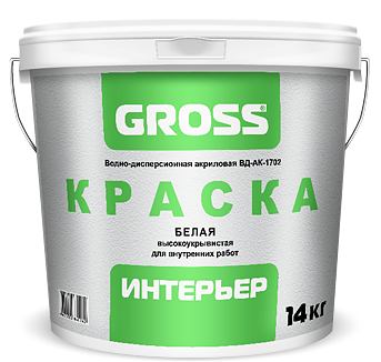 Краска водно-дисперсионная GROSS ИНТЕРЬЕР белая 14 кг