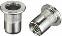 Заклепка-гайка цилиндрическая с цилиндрическим бортиком и насечками нержавеющая сталь A2 / AISI 304, M8x1.25x18 (0.8-4)