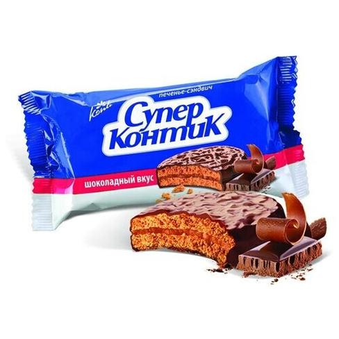 Печенье-сэндвич Konti Супер-Контик шоколадный вкус, 100 г х 50 шт
