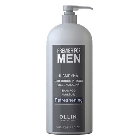 Premier for Men Шампунь мужской для волос и тела освежающий, 1000 мл, OLLIN OLLIN Professional