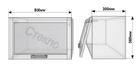 Кухонный навесной шкаф над плитой Лофт ШВГС50 со стеклом