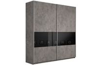 Шкаф-купе Принц 2-х дверный бетон — черное стекло ширина 220 см