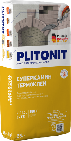 Смесь кладочная Плитонит Суперкамин ТермоКлей для облицовки печей, 25 кг