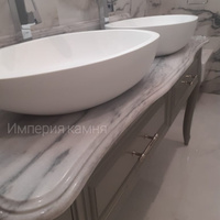 Изготовление столешницы из мрамора для ванной Bianco Carrara