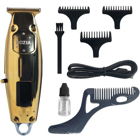 Профессиональный триммер RoziaPro, Электрическая машинка для стрижки волос RoziaPro, набор, подарок, золотой хром