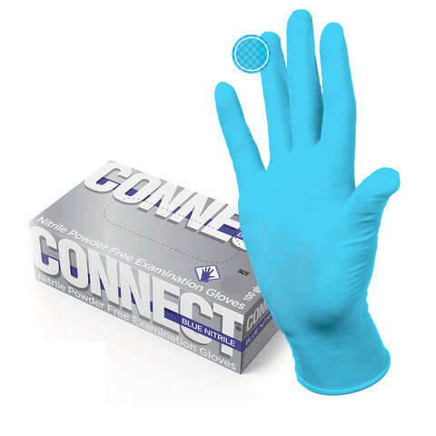 Перчатки смотровые нитриловые CONNECT голубые 50 пар 100 штук размер M средние -