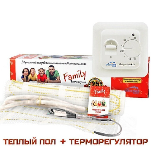 Теплый пол ОБОГРЕВ ЛЮКС Family с терморегулятором 450 Вт-3 м2